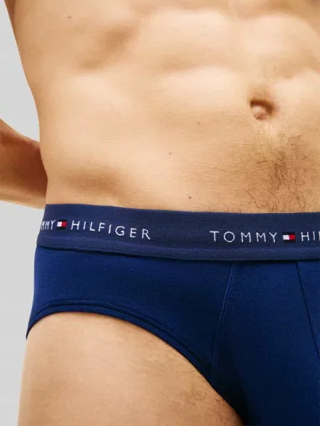 Majtki o kroju regular fit z mieszanka bawełny w zestaw 3 szt. Tommy Hilfiger granatowy