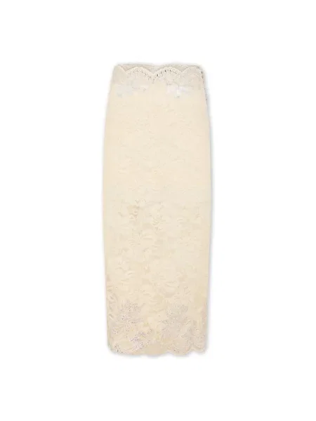Spódnica midi Rabanne koronkowa z ćwiekami do kolan beżowa