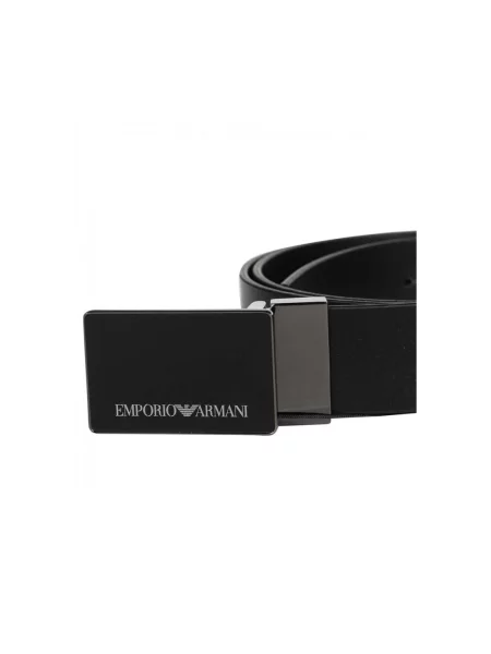Pasek Emporio Armani skórzany z paskiem czarny
