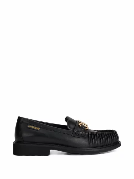 Pantofi loafer Love Moschino din piele cu autograf negru