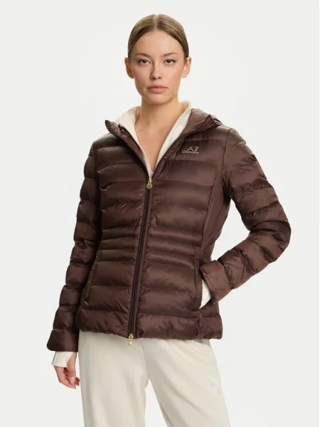 Páperová bunda Emporio Armani Ea7 hnedá