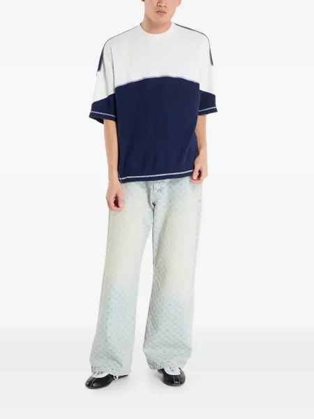 Pantaloni palazzo Adidas cu dungi cu decolteu în V negru