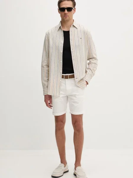 Tommy Jeans kratke hlače z bombažem in elastanom bež