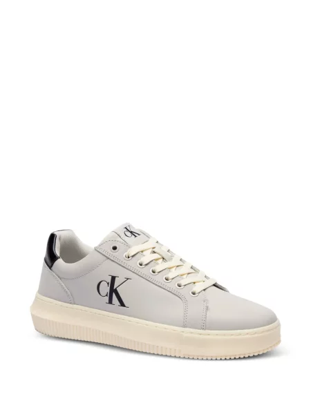 Tenisice Calvin Klein s vezicama s printom s čipkom siva
