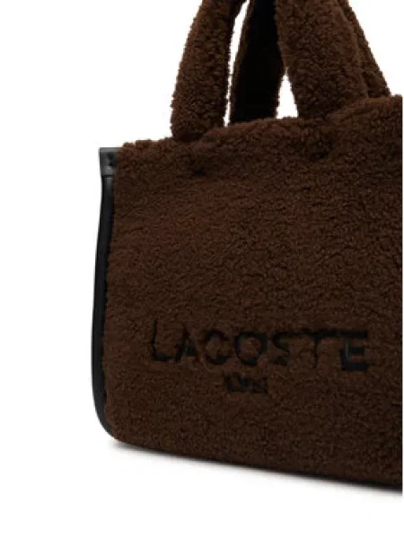 LACOSTE Torba preko ramena Lacoste Petit sac cabas Heritage Noir/Marron smeđa bijela