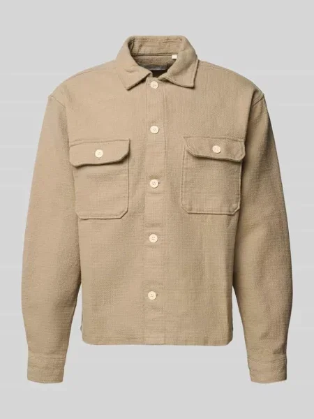 Kardigan rozpinany o kroju regular fit z fakturowanym wzorem Model Upstate' Jack & Jones khaki