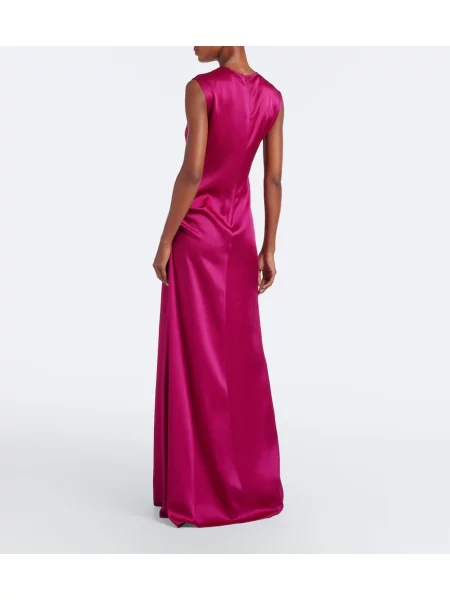 Rochie maxi Stella Mccartney din satin drapată roz