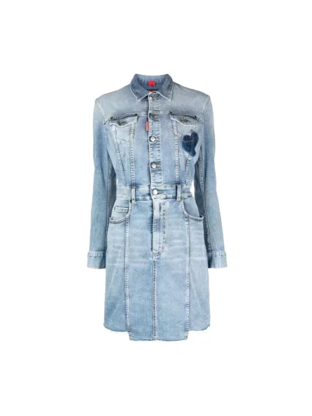 Sukienka koszulowa Dsquared2 do kolan niebieska