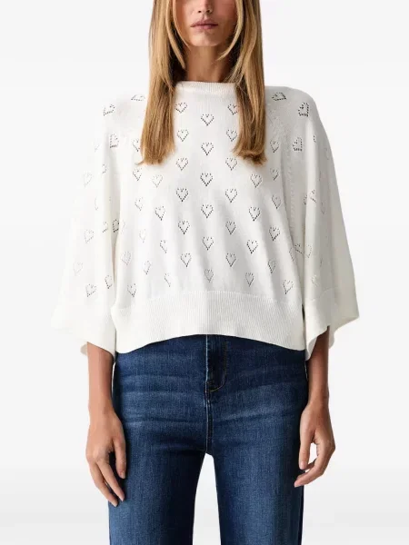 Pulover Twinset cu motiv cu inimi alb