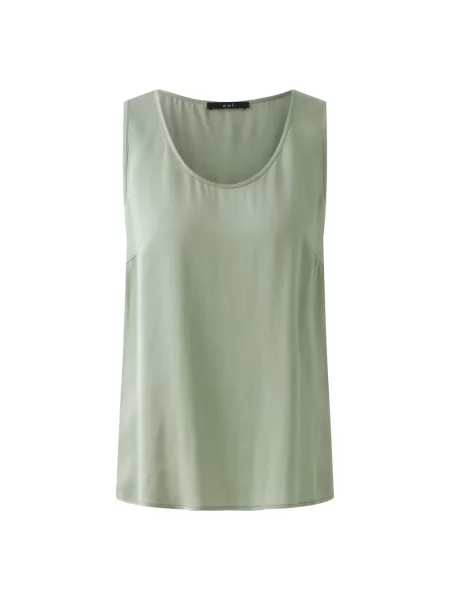 Lniany top Oui bez rękawów zielony