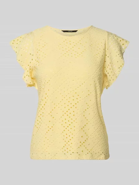 Koszulka z okrągłym dekoltem w kroju regular fit model TASSA' Vero Moda żółta