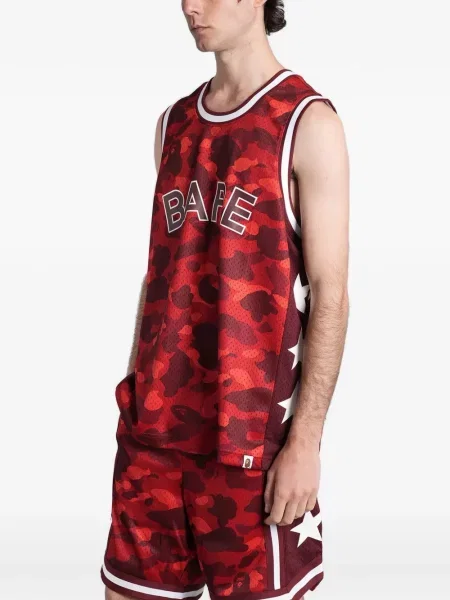 Cămașă A Bathing Ape® cu imagine plasă cu model camuflaj roșu