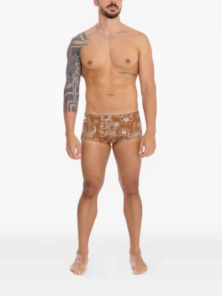 Slip de baie Amir Slama cu model floral cu imagine maro