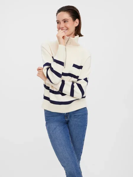 Pruhovaná blúzka Vero Moda béžová