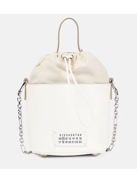 Geantă bucket Maison Margiela din piele alb
