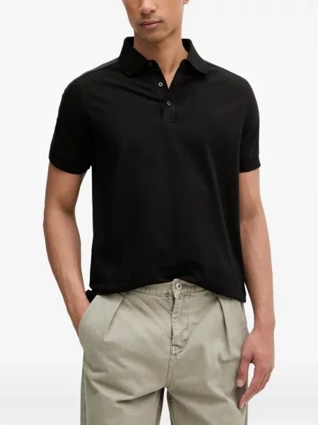 Tricou polo Karl Lagerfeld cu autograf negru