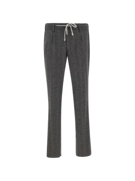 Pantaloni Eleventy cu model herringbone cu cordon gri