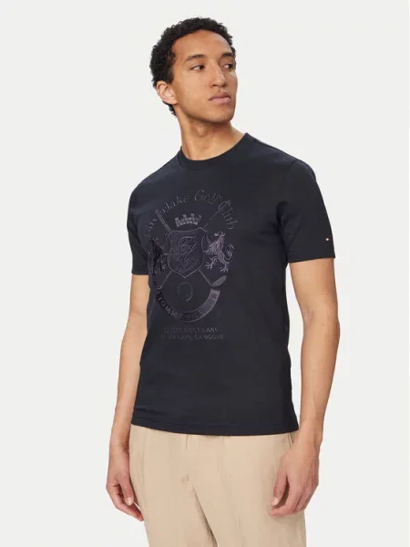 Tommy Hilfiger T-shirt z bawełną granatowa
