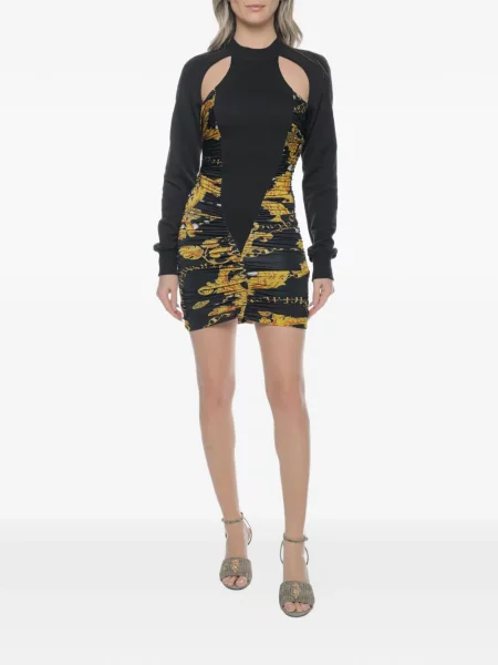 Rochie din denim Versace Jeans Couture cu imagine negru