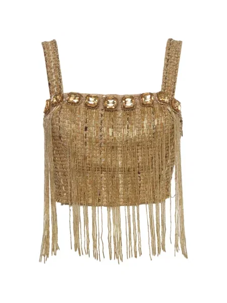 Top Elisabetta Franchi cu broderie din tweed