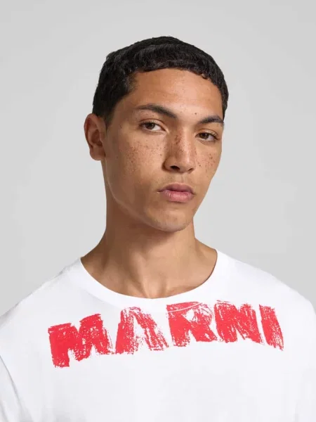 T-shirt o kroju regular fit z nadrukiem z logo Marni biała