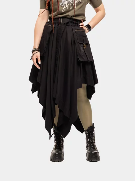 Спідниця міді Авіація Галичини бавовна/поліестер/еластан чорний