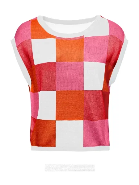 Imily Bela Pulover portocaliu / roz / roșu alb