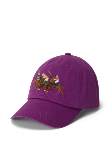 Șapcă Polo Ralph Lauren cu decolteu în V cu autograf în carouri albastru