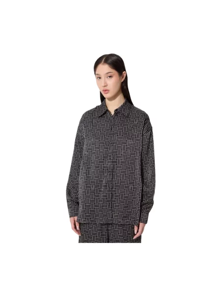 Kenzo koszula Weave Dropped Shoulders Shirt relaxed z kołnierzykiem klasycznym czarny