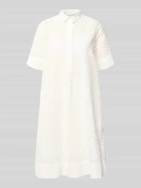 Sukienka koszulowa do kolan z perforowaniem Milano Italy biała