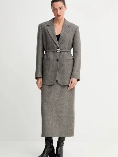 Спідниця з додаванням вовни ISABELLE BLANCHE maxi пряма сірий