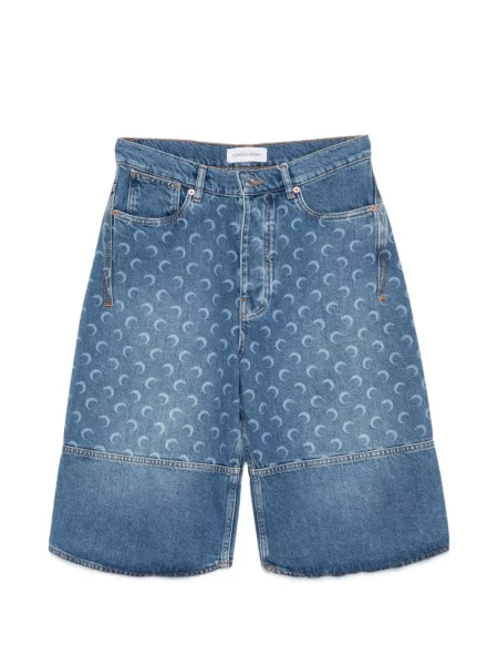 Pantaloni scurți din denim Marine Serre cu imagine albastru