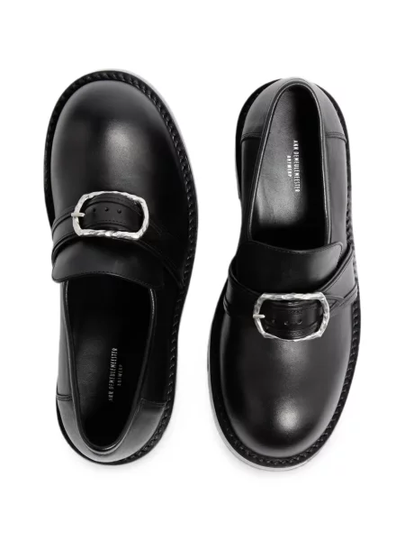 Кожени лоуфъри Ann Demeulemeester с катарама черно