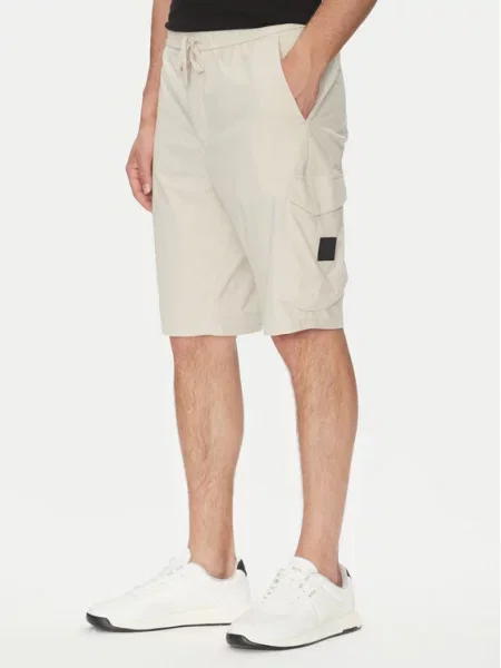 BOSS Sportovní kraťasy S_Urbanex-Cargo Tapered Fit béžová