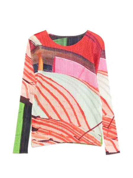Tricou Pleats Please Issey Miyake plisat roșu
