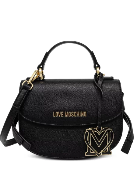 Geantă shopper Love Moschino cu autograf negru