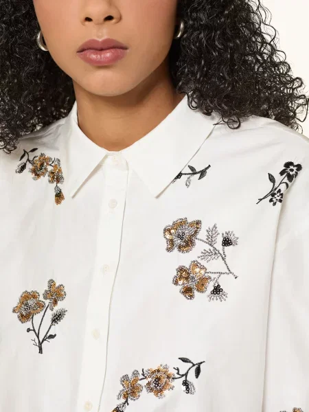 Claudie Pierlot Bluzka Z Kamieniami Ozdobnymi I Cekinami weiss biała