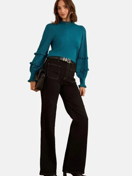 Love & roses Pulover cyan