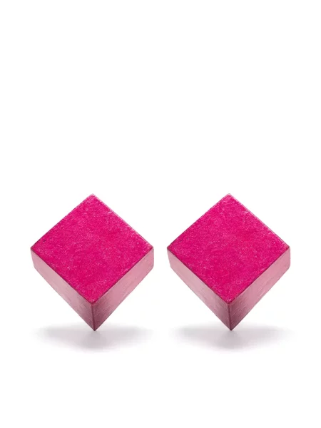 Cercei Monies cu imprimeu geometric roz