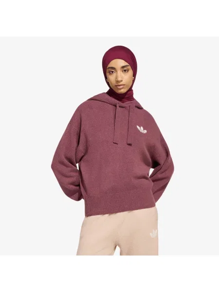 Pulover adidas Essentials Knit Hoodie Quiet Crimson XS