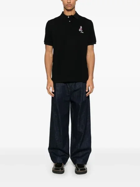 Siuvinėtas iš natūralios odos marškinėliai Polo Ralph Lauren apkarpytas žalia