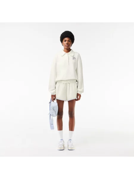 Lacoste Bluza Dresowa Z Haftowanym Golfem biała