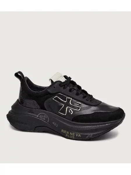 Premiata Sneakers Hill Var | piele întoarsă cu adaos de piele negru