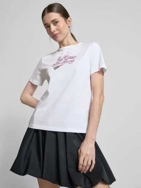T-shirt z okrągłym dekoltem model ‘Damacia’ Boss biała