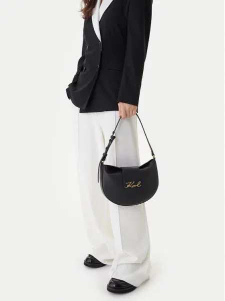 Karl Lagerfeld torebka skórzana K/SIGNATURE czarny