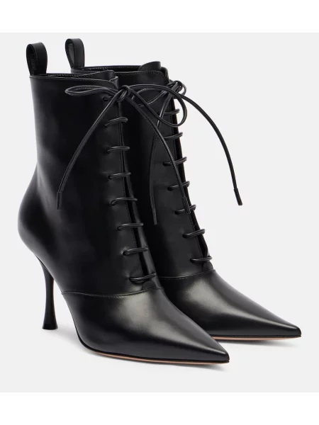 Botine Gianvito Rossi cu șireturi din piele negru