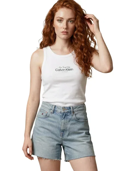 Calvin Klein Jeans Top verde închis alb