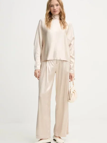 Штани AERON WELLEN широкі висока посадка бежевий