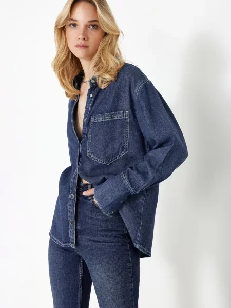 Trendyol Bluză denim albastru