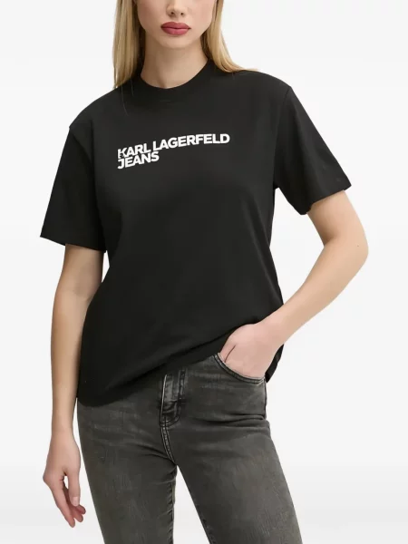 Tricou Karl Lagerfeld Jeans cu decolteu rotund negru